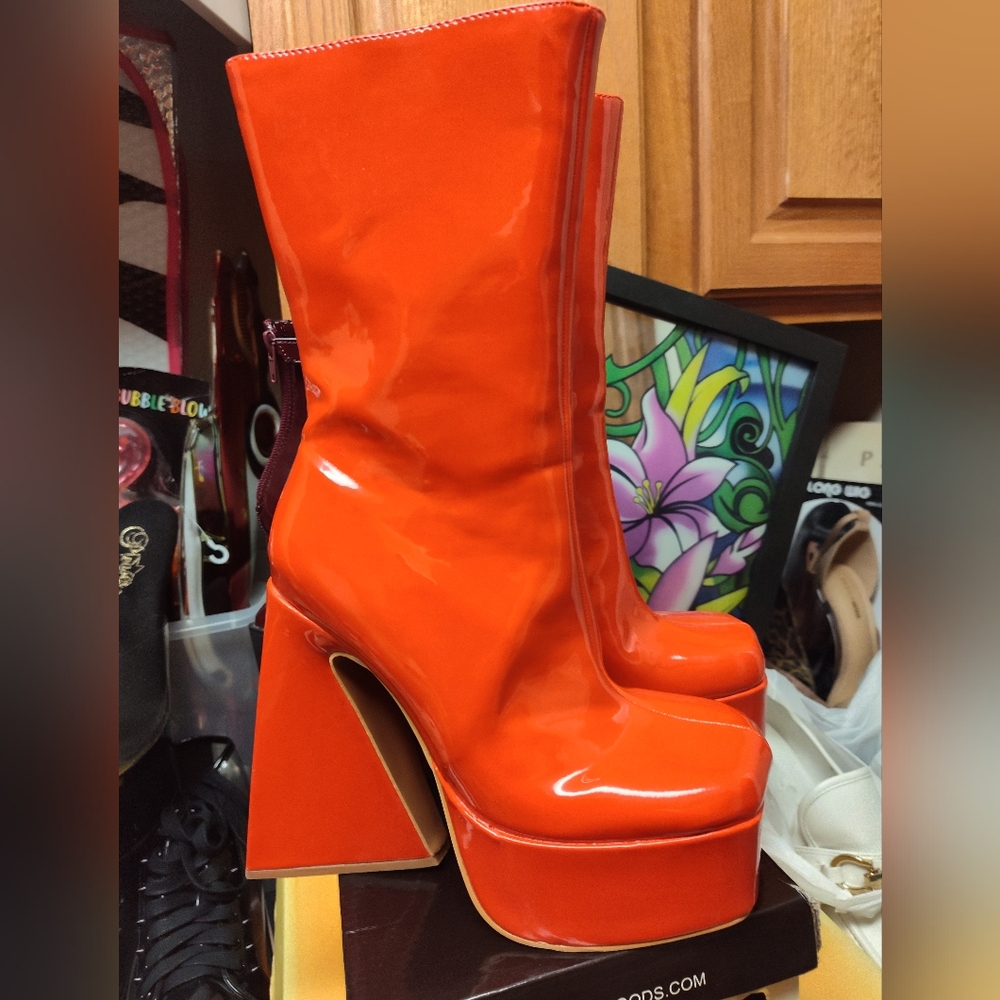 Bold Orange Platform Boots